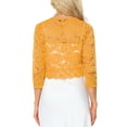 thumbnail image 3 of INSPIRE CHIC Valentine's Day Women's Shrugs Floral Lace Cardigan 3/4 Sleeves Sheer Cover Up Top L Yellow, 3 of 6