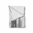 thumbnail image 2 of Landscape Soft Flannel Fleece Blanket, Photo of Brooklyn Bridge over East River and Tall Buildings Skylines at the Back, Cozy Plush for Indoor and Outdoor Use, 70" x 90", Grey White, by Ambesonne, 2 of 6