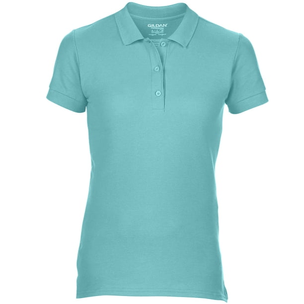 Gildan- Polo de manga corta de algodón Premium de piqué doble para mujer (Menta Chalky)