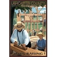 thumbnail image 1 of Lancaster County, Pennsylvania, Amish Barn Raising Scene (36x54 Giclee Gallery Art Print, Vivid Textured Wall Decor), 1 of 3