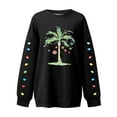 thumbnail image 4 of EliteGoogv Women Crewneck Sweatshirt Colored Lights Palm Tree Print Graphic Xmas Funny Christmas Pullover Daily Outdoor Black XL, 4 of 4