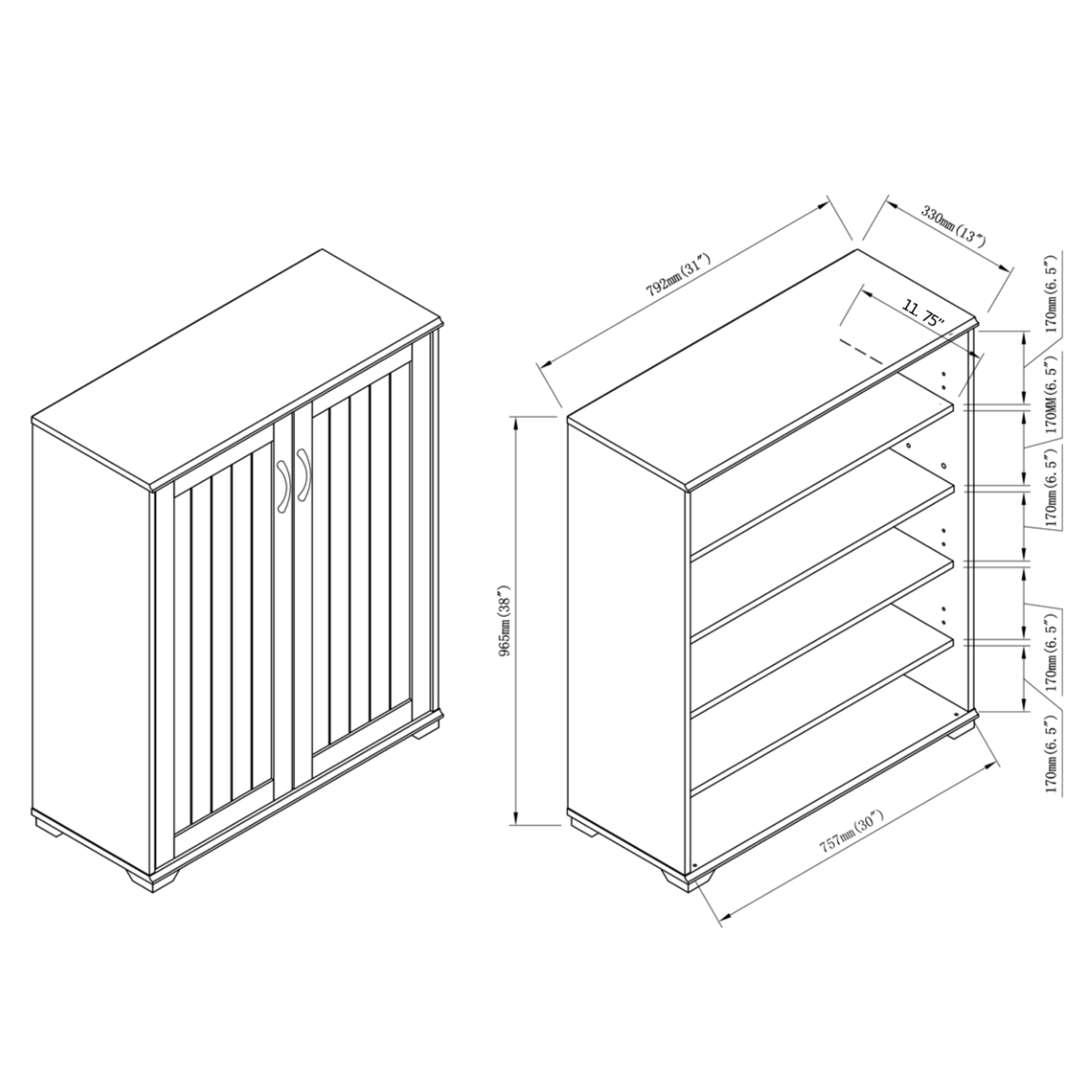Furniture of America Dilon 2-Door Shoe Cabinet, Walnut Oak