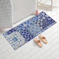 thumbnail image 2 of Blue Ethnic Floral Patchwork Pattern Bathroom Rugs Mat,Non Slip Microfiber Bathroom Rug,Rubber Backing,Soft Bathroom Mats for Bathroom Floor,Tub and Shower,60x24in(150x60cm), 2 of 4