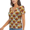 thumbnail image 2 of Wukai Cartoon Sunflowers Casual V-Neck Graphic Tees for Women: Lightweight and Breathable Summer Tops with Stylish Design-X-Large, 2 of 8