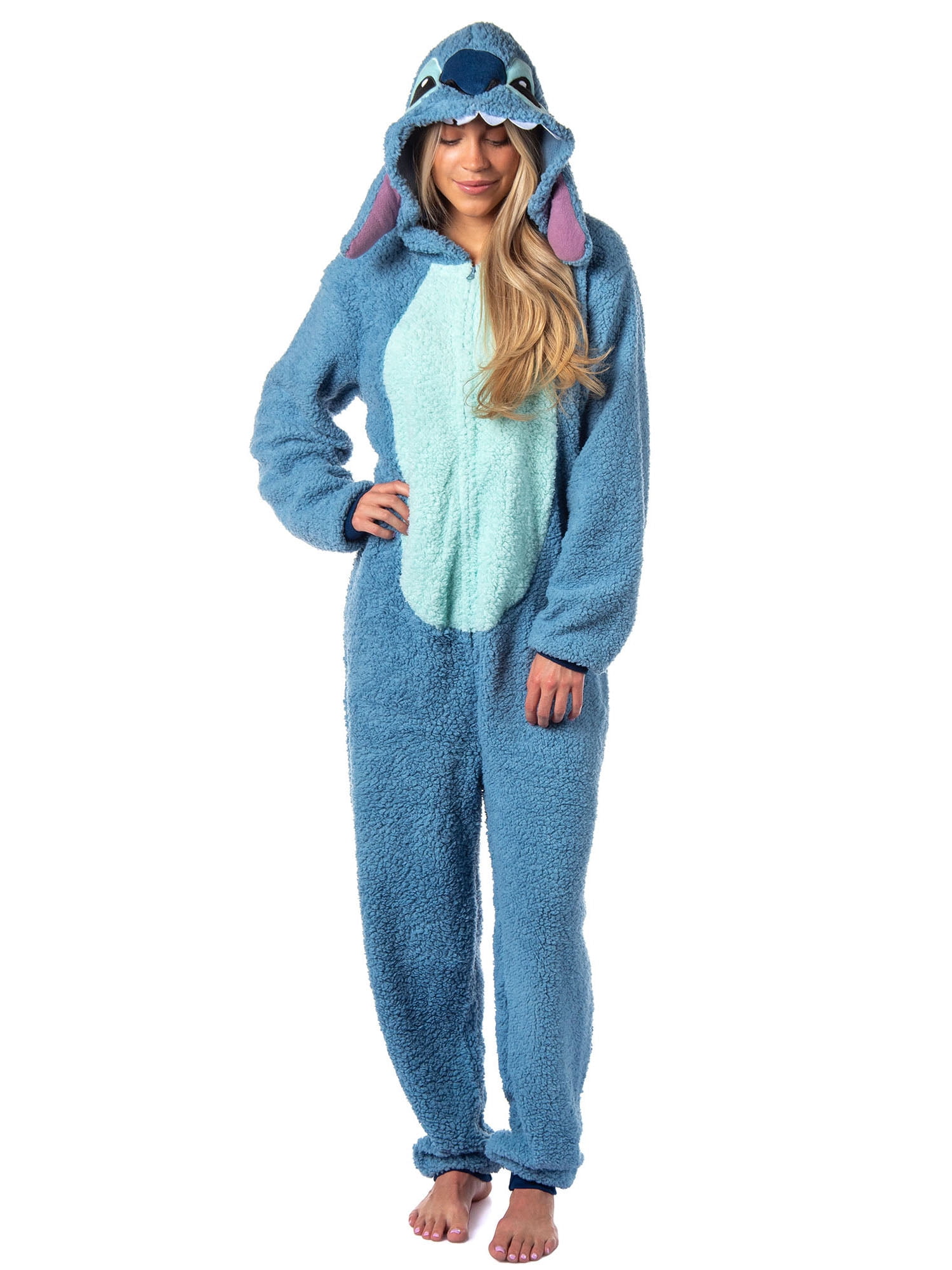Disney Lilo And Stitch Adult Unisex Stitch Costume Sherpa Fleece One Piece Pajama Union Suit