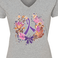 thumbnail image 4 of Inktastic Alzheimers Lupus Fibromyalgia Awareness Wreath Women's V-Neck T-Shirt, 4 of 5