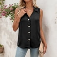 thumbnail image 4 of CUSTG Women Casual Shirts Simple Solid Color Sleeveless Collared Blouse Button Down Shirt Lightweight Summer Tops Work Fashionable Dailywear, 4 of 5