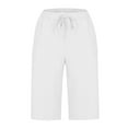 thumbnail image 4 of Atogsazn Womens Cotton Linen Shorts Causal Gym Half Shorts Elastic Waisted Running Five Points Summer Shorts White XXXL, 4 of 6