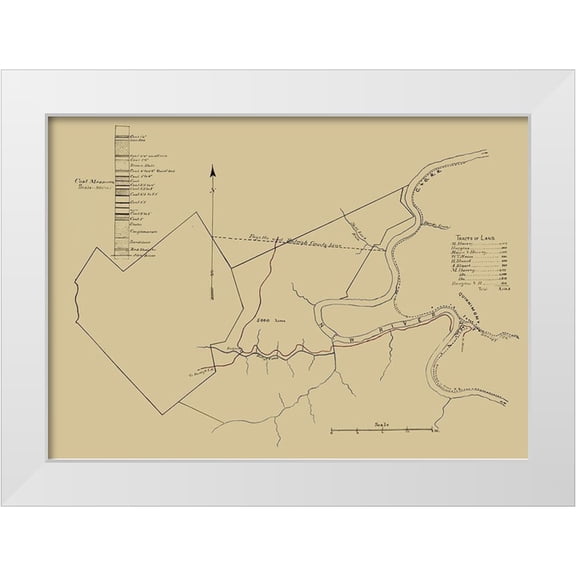 Anon 14x11 White Modern Wood Framed Museum Art Print Titled - New River Coal Mine Survey West VA - Anon 1880