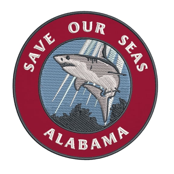 Save Our Seas! Alabama 3.5 Inch Iron Or Sew On Embroidered Fabric Badge Patch Ocean Beach, Salt Life Iconic Series