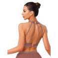 thumbnail image 4 of Sholeno Womens Sparkly Rhinestone Dance Crop Tank Tops Ruched Chiffon Cropped Blouses Activewear Dusty Pink S, 4 of 5