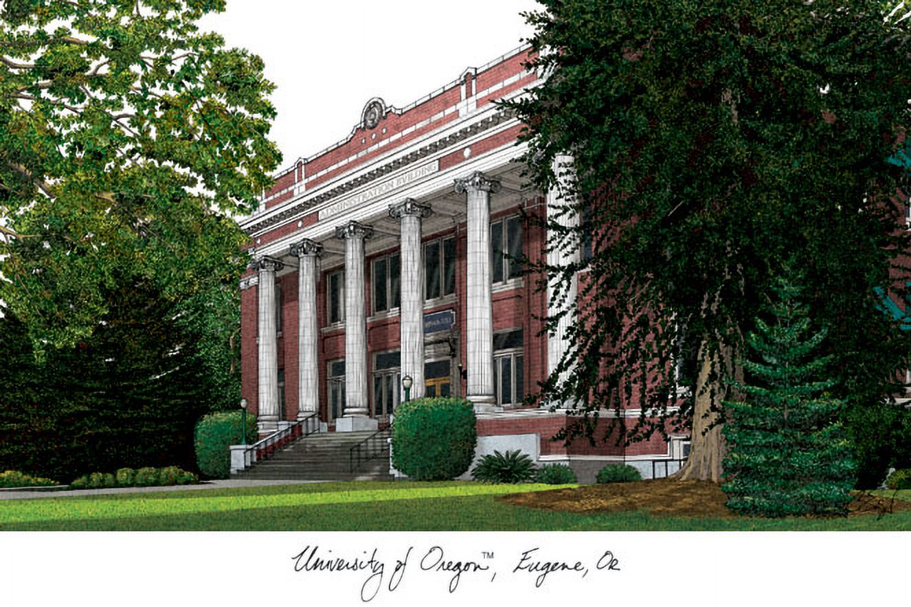 University of Oregon 11w x 8.5h Manhattan Black Single Mat Gold Embossed Diploma Frame with Bonus Campus Images Lithograph (value savings at $59)