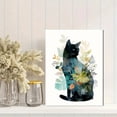 thumbnail image 2 of QISVANSET Black Cat Botanical Canvas Wall Art 15.75x11.81 Inches, 2 of 5