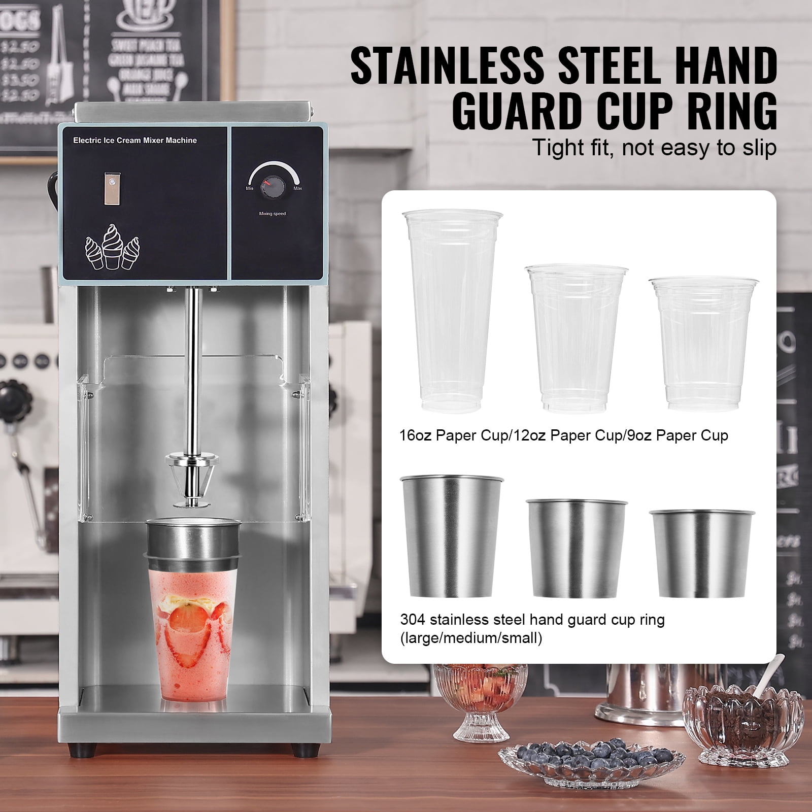 KFFKFF Frozen Dessert Blender, 400W Rapid Ice Cream Maker Mixer Machine 4200RPM, Infinite Speed Regulation, 304 Stainless Steel Ice Cream Agitator, 3 Portable Cups, Create Diverse Ice Cream Tastes