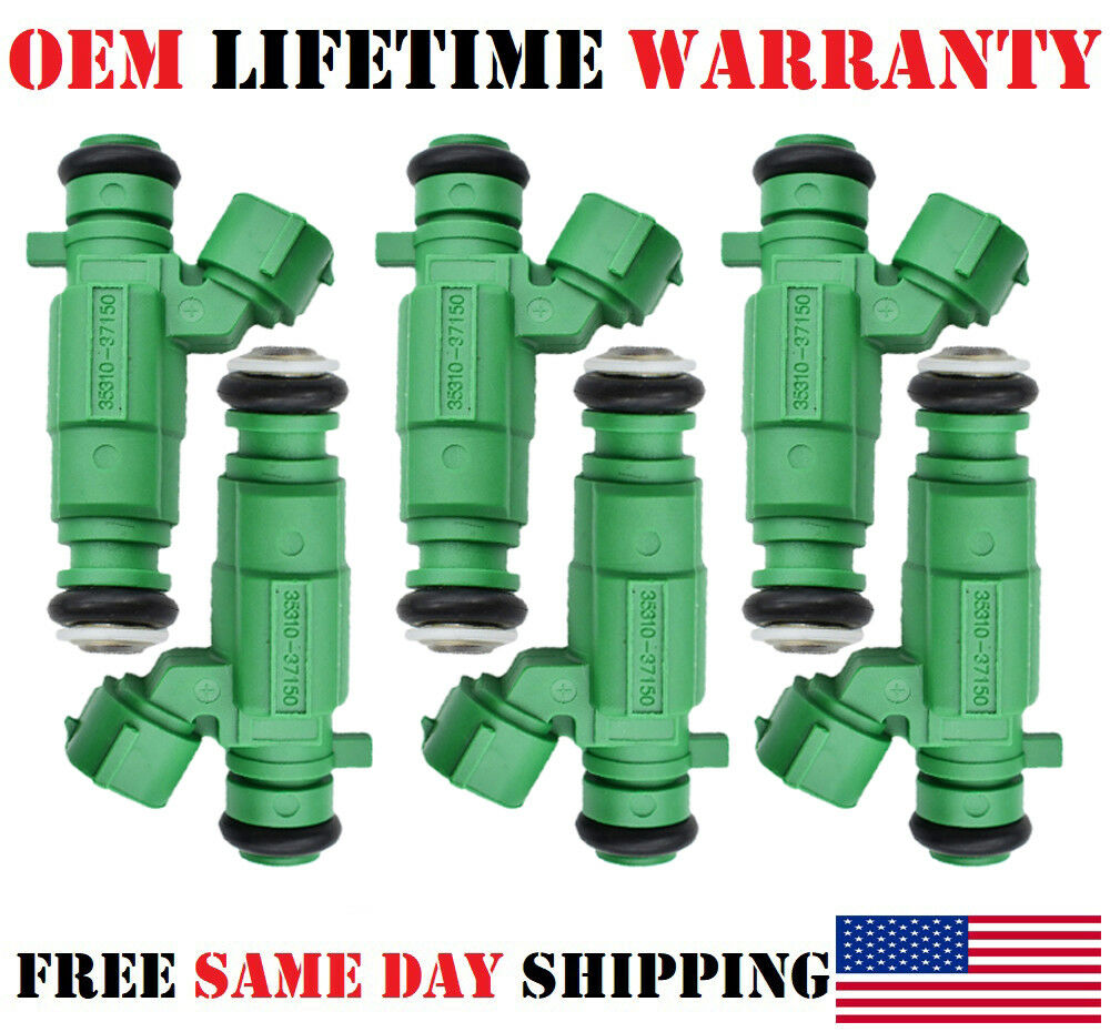 6x OEM 3531037150 Fuel Injectors for 20032006 Hyundai Santa Fe 2.7L