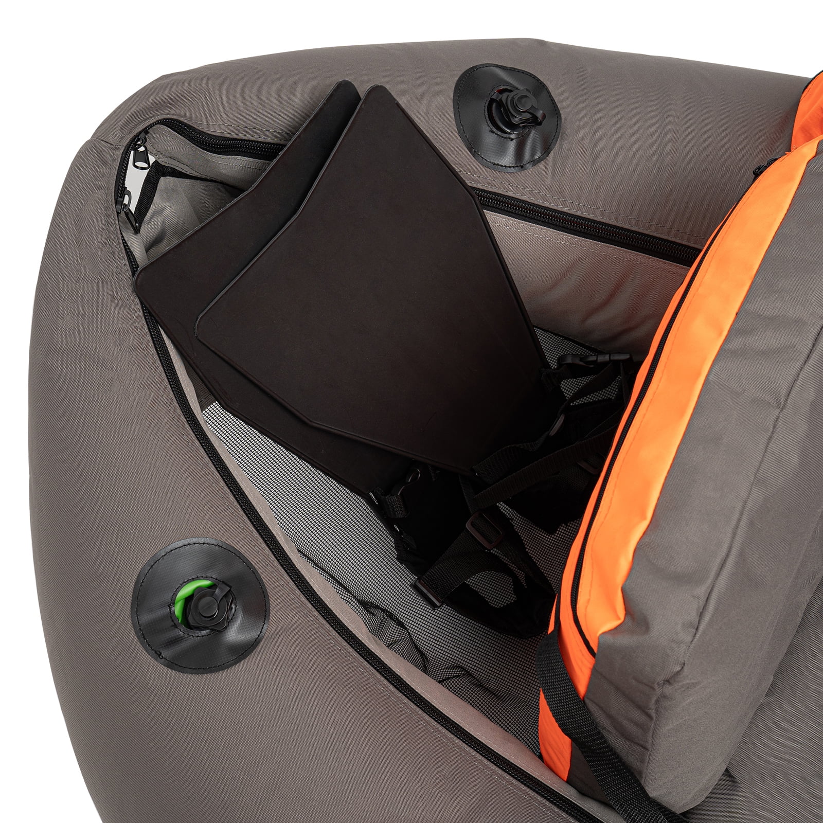 Portable Inflatable Fishing Boat Raft Blow Up Boat with Adjustable Angle Backrest for Outdoor Water Fishing
