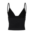 thumbnail image 5 of Lixiuxyad Casual Tank Tops Fashion Streetwear V Neck Solid Color Ribbed Cropped Tank Top For Casual Wear And Layering,Black, 5 of 6