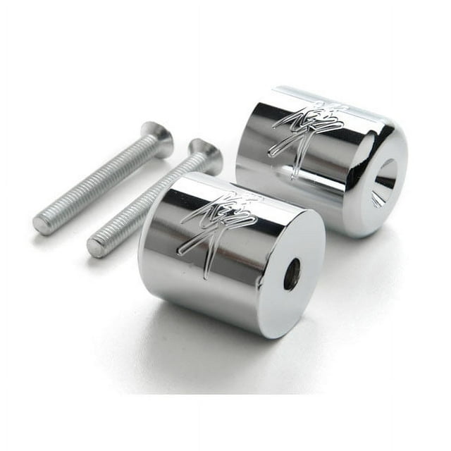 Krator Chrome Bar Ends Logo Hand Grip Handlebar End Caps Compatible with Suzuki Hayabusa GSX1300R 2007-2008