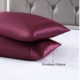 thumbnail image 4 of King Size Satin Pillowcase Set of 2 - Burgundy Silk Pillow Cases for Hair and Skin 20x36 inches, Satin Pillow Covers 2 Pack with Envelope Closure, 4 of 7