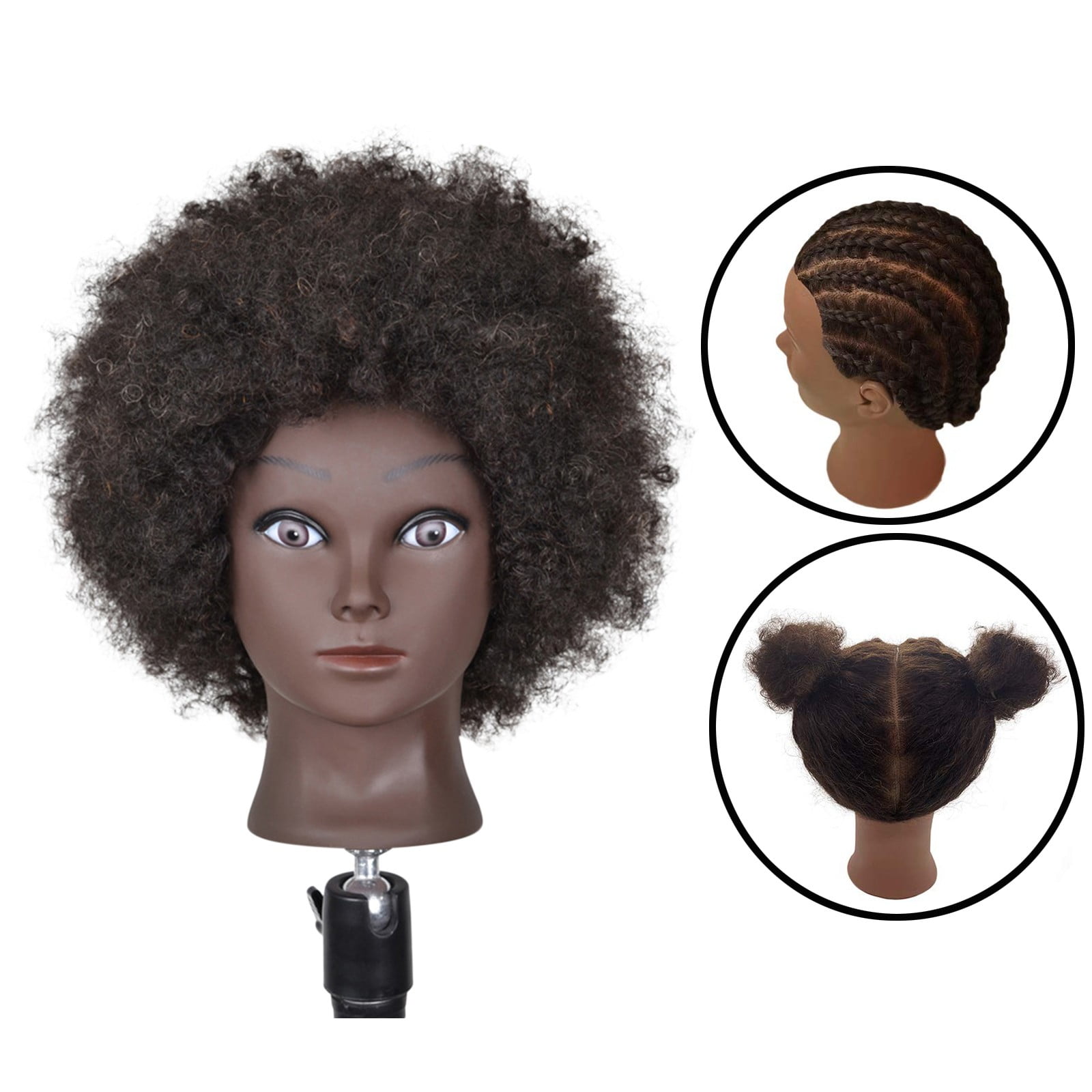 Phamb Afro Mannequin Head for Wigs Black Styrofoam Mannequin Head with Real  Female African American Profile Face Bald Mannequin Head for Making Wigs