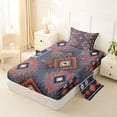 thumbnail image 2 of jejeloiu Vibrant Boho Twin Sheets,Floral Print Bedding For Boys,Teal Orange,3pcs,1 Fitted Sheet and 1 Pillowcase, 2 of 6