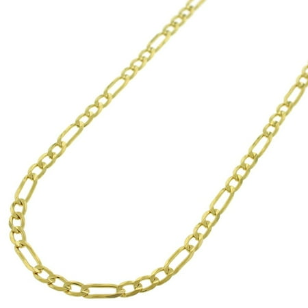 - 14k Yellow Gold 3mm Solid Figaro Link Necklace Chain 16