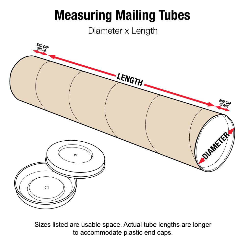 1 Tube ProLine 2 x 12 Kraft Heavy-Duty Mailing Shipping Tubes with Caps 