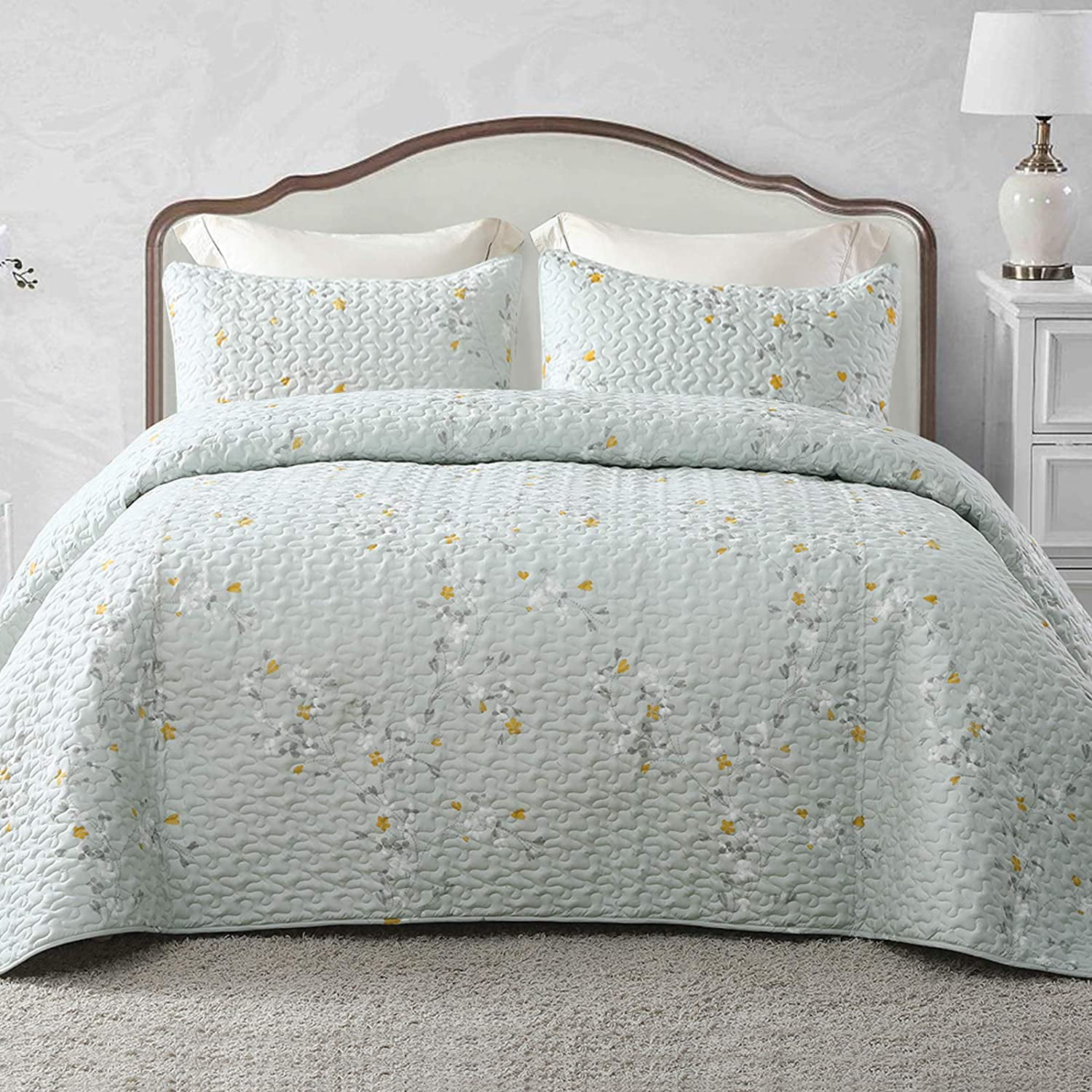 NEW Grey Mono Floral Reversible Printed Bedding Duvet Set All Sizes 