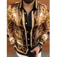 thumbnail image 1 of Máscara para fiesta de graduación máscara dorada máscara morada máscara negra patrón HD suave cómoda diseño de diseñador moderno camisa abotonada, 1 of 6
