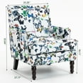thumbnail image 5 of PORKISS Modern Accent Chair, Upholstered Arm Chair Linen Fabric Reading Chair with Solid Wood Legs, Single Sofa for Living Room Bedroom Sunroom, Butterfly Pattern, 5 of 8