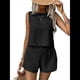 thumbnail image 3 of Conjunto de 2 Piezas de de Verano para Mujer, Camiseta Sin Mangas con Cuello Redondo y Pantalones Cortos Elásticos de Cintura Alta. Negro XL, 3 of 8