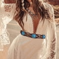 thumbnail image 3 of JASGOOD Boho Turquoise Belt for Women Wax Rope Braided Waist Belt Western Hand-Woven Bead Tassel Belts for Dresses, 3 of 8