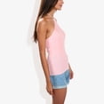 thumbnail image 4 of Women's Halter Neck Knit Tank Top with Ribbed Design and Stretchy Fit for Casual Summer Wear- Medium, Pink, 4 of 5