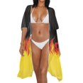 thumbnail image 3 of HELLHERO High Quality Fabrics Long Kimono Swimsuit Cover Up for Vacation Breathable Free Size Bathing Suit Cover Up Flame Design, 3 of 6