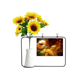 thumbnail image 1 of Nebulosa de oro paisaje cielo naranja Tarjeta de bendición de jarrón de girasol artificial, 1 of 3