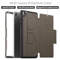 thumbnail image 2 of Designed for Samsung Galaxy Tab A9 8.7" 2023 SM-X110 / SM-X115 with Strong Magnetic Cover/Pencil Holder/Multi-Angle Stand/Card Slot, Stylish Shockproof Protective PU Leather Cover, Brown, 2 of 8