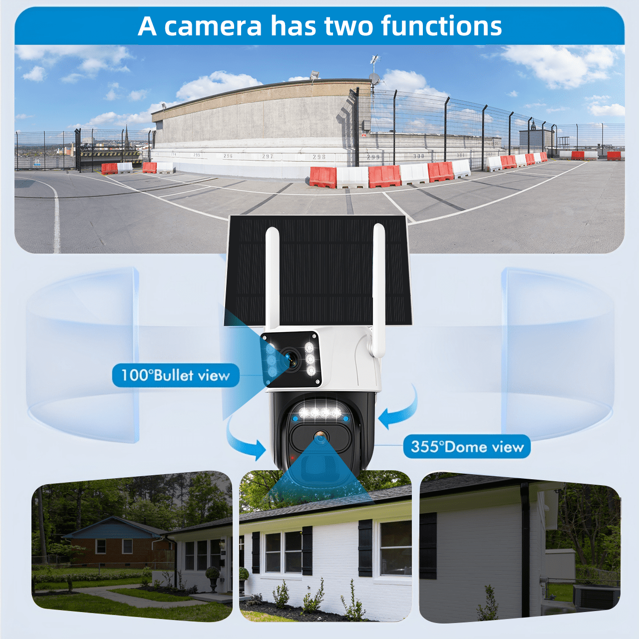 Hawkray Solar Security Camera - 360° Dual Lens,5G/2.4G WIFI,Spotlight/siren Alarm,3mp Color Night Vision,3mp Color Night Vision,IP66 waterproof,8000mAh