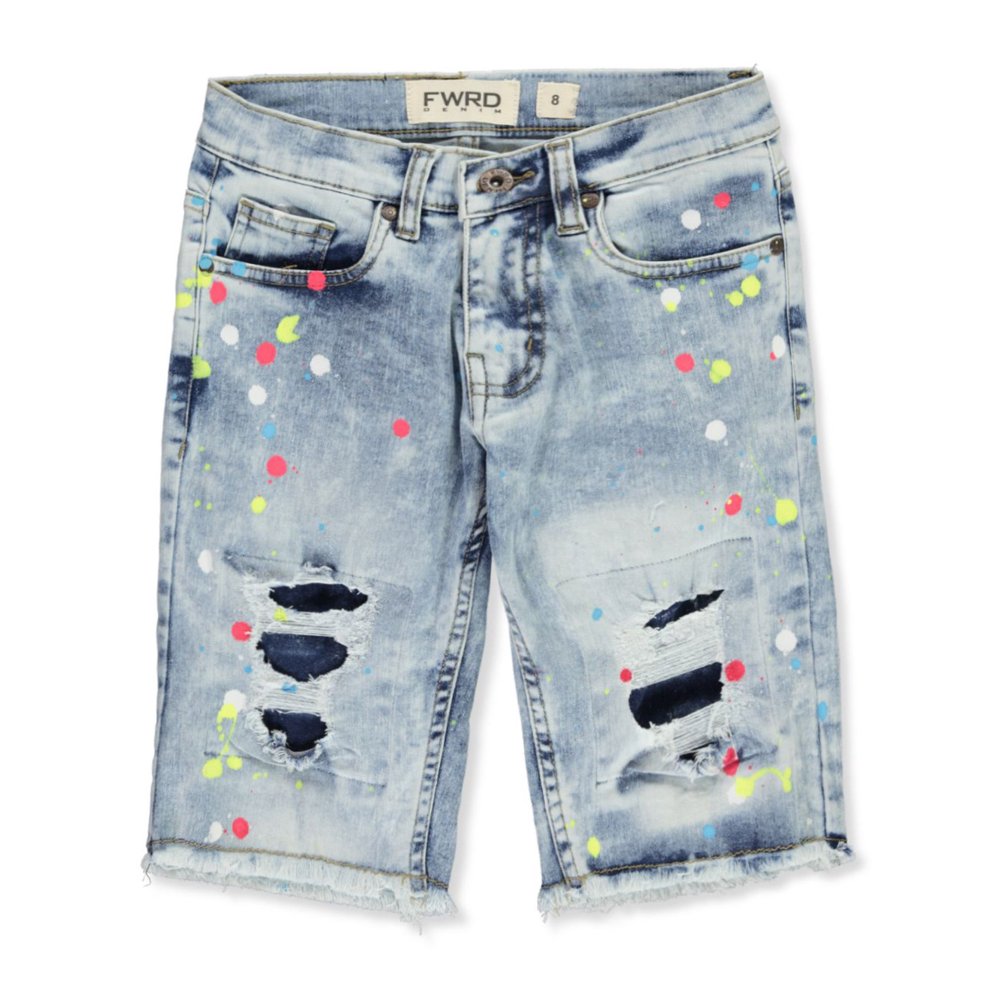 FWRD Denim FWRD Denim Boys' Multicolor Drip Denim Shorts (Big Boys