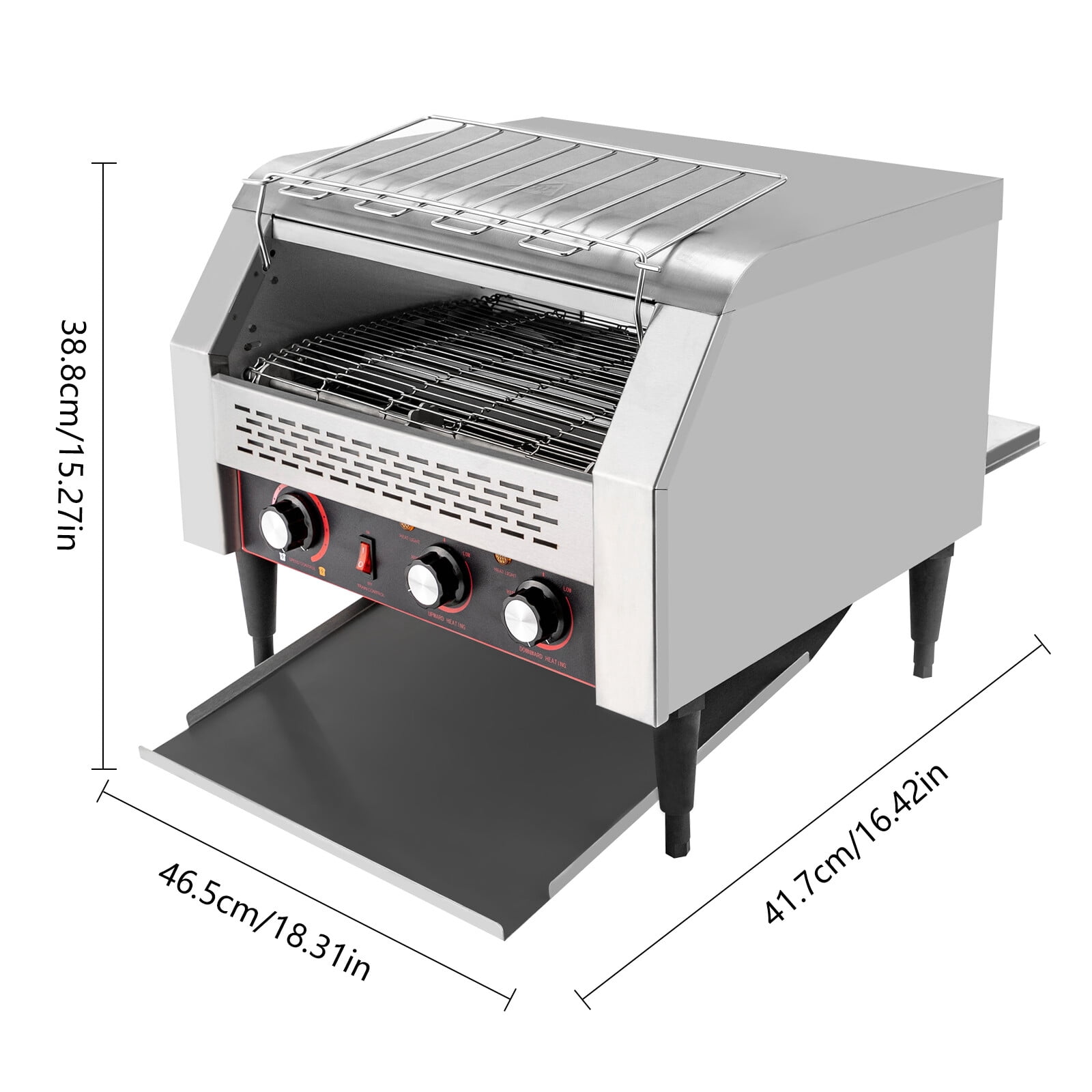 450Slices/H Silver Commercial Conveyor Toaster,2600W Stainless Steel Industrial Toaster 18.31*16.42