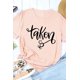 thumbnail image 2 of ABPHQTO Camiseta de manga corta con estampado gráfico de Taken Letter rosa para mujer, 2 of 5