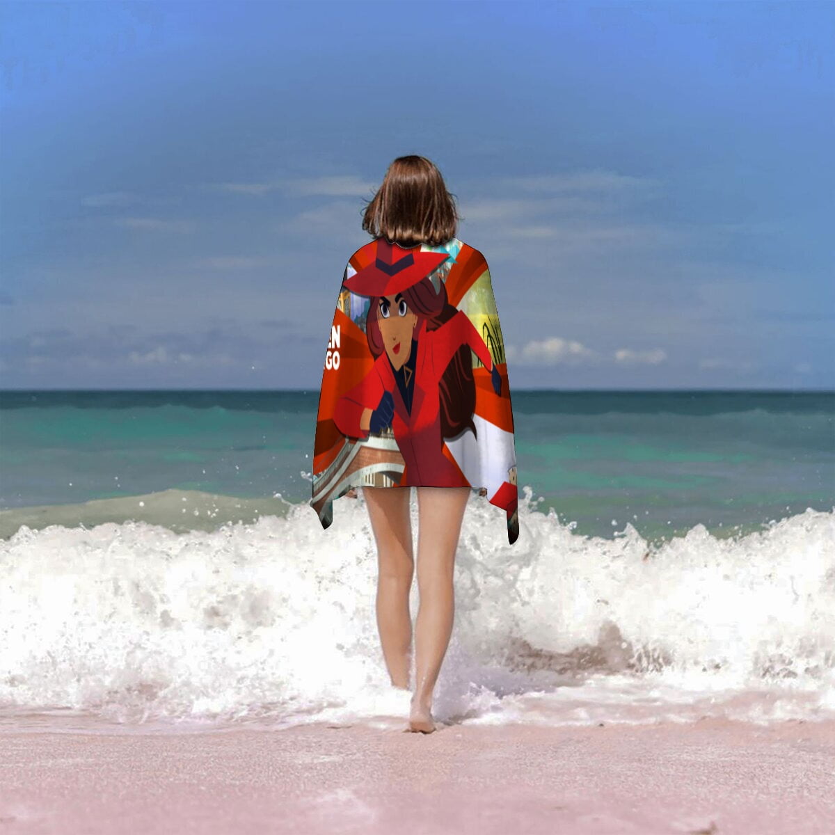 Carmen Sandiego Gifts Beach Towel for Women Girl Birthday Inspired Fan Bath Outdoor Music Lover
