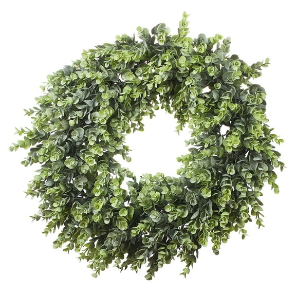 Enova Home 16" Artificial Eucalyptus Leaves Wreath for Festival Celebration Front Door Wall Window Party Decoration