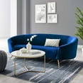 thumbnail image 2 of Sofa, Blue Navy, Velvet, Modern Contemporary, Mid Century Living Hotel Lounge Cafe Lobby, 2 of 8