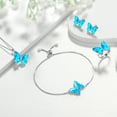 thumbnail image 3 of Blue Butterfly Jewelry Sets 5PCS, Necklace Earrings Bracelet Ring March Birthstone Jewelry Set Aquamarine Crystal Sterling Silver Women Mother's Day Gift, 3 of 6