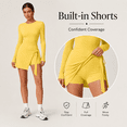 thumbnail image 2 of Feekit Women's Long Sleeve Tennis Golf Dress with Built-in Shorts High Stretch Athletic Workout Romper Skort Dress with Thumb Holes, 2 of 8