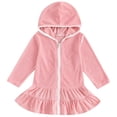 thumbnail image 1 of EnJoCho Kids Girls Cover Ups for Swimwear Toddler Hooded Towel Beach Robe Terr𝗒 Cloth Solid Swim Coverups Ruffl𝖾 Bathing Suit, 1 of 2
