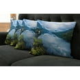 thumbnail image 2 of Ambesonne Nature Throw Pillow Cover 4 Pack, Wooden Cabins Norway, 18", Blue Green, 2 of 6