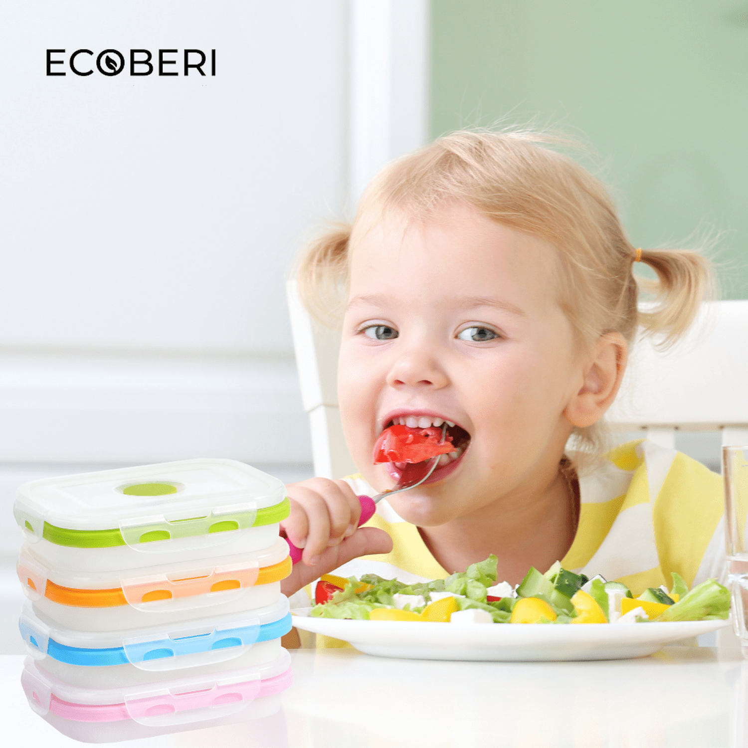 Small 12oz Collapsible Silicone Food Container (1.5 Cups) Set of 4, Compact Lunch, Snack & Leftover Storage, BPA-Free