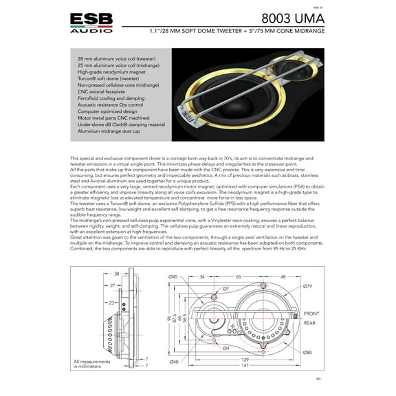 8000 Series 8.6K3U - Three-way 6.5" Car Audio Component Speaker Set.