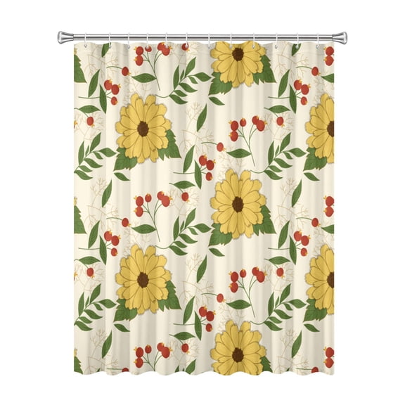 72x72 Inch Fabric Shower Curtain Waterproof Polyester, Daisy Floral Print